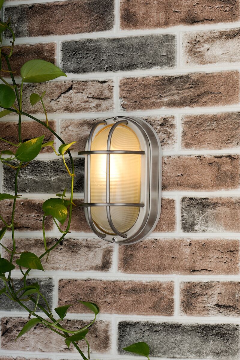 Salcombe Oval Outdoor Wall Light Stainless Steel Glass IP44Polished Stainless Steel - Image 4
