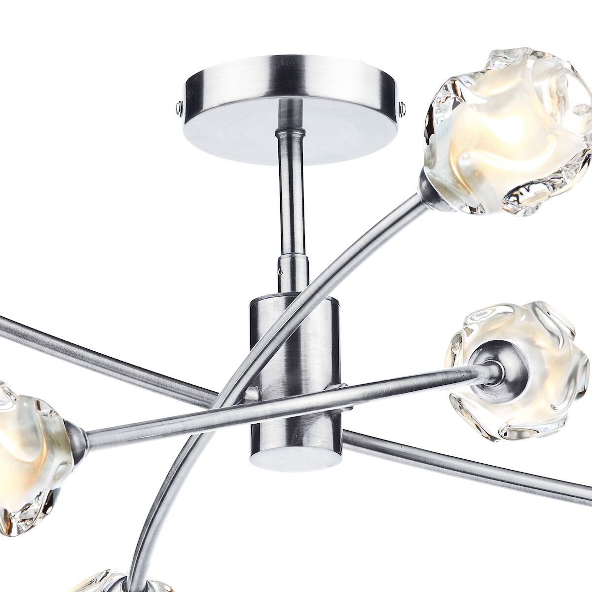 Seattle 6 Light Semi Flush Satin Chrome & Sculptured Glass<br>Satin Chrome - Image 2