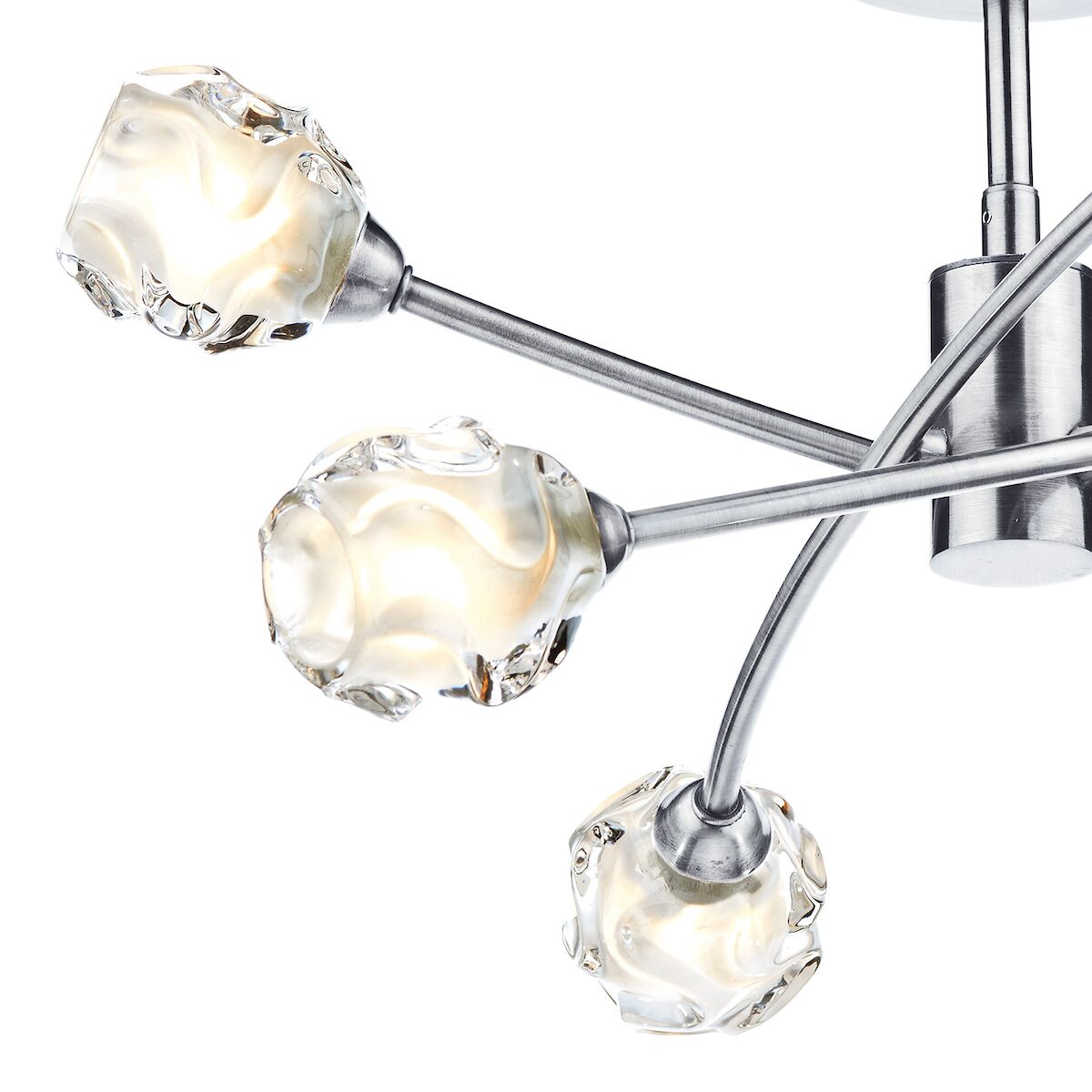 Seattle 6 Light Semi Flush Satin Chrome & Sculptured Glass<br>Satin Chrome - Image 4