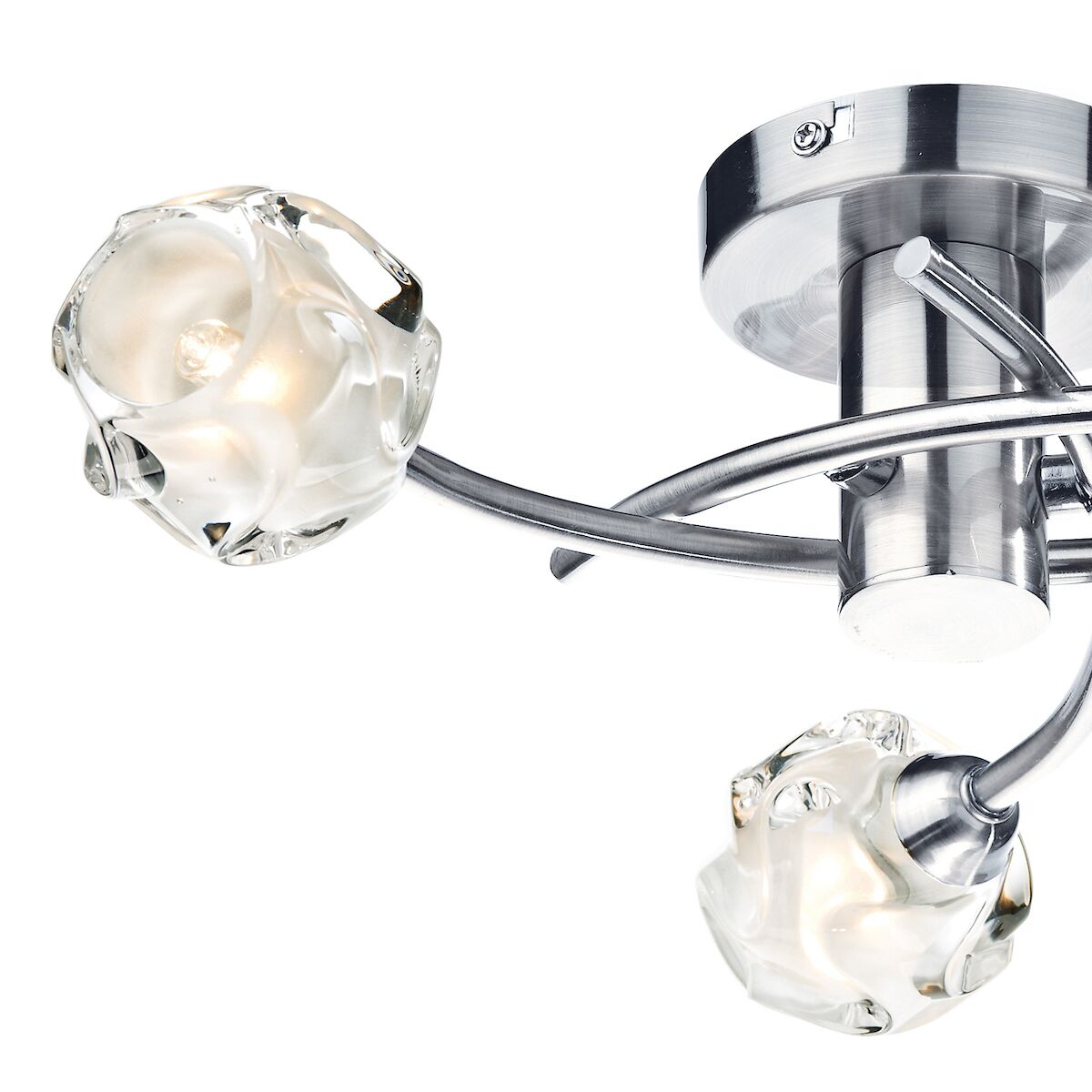 Seattle 3 Light Flush Satin Chrome Glass<br>Satin Chrome - Image 2