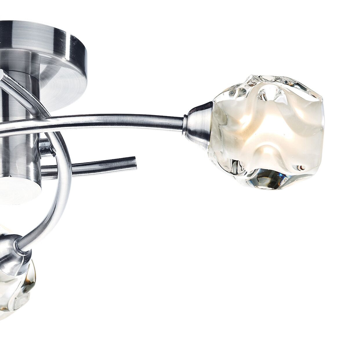 Seattle 3 Light Flush Satin Chrome Glass<br>Satin Chrome - Image 3