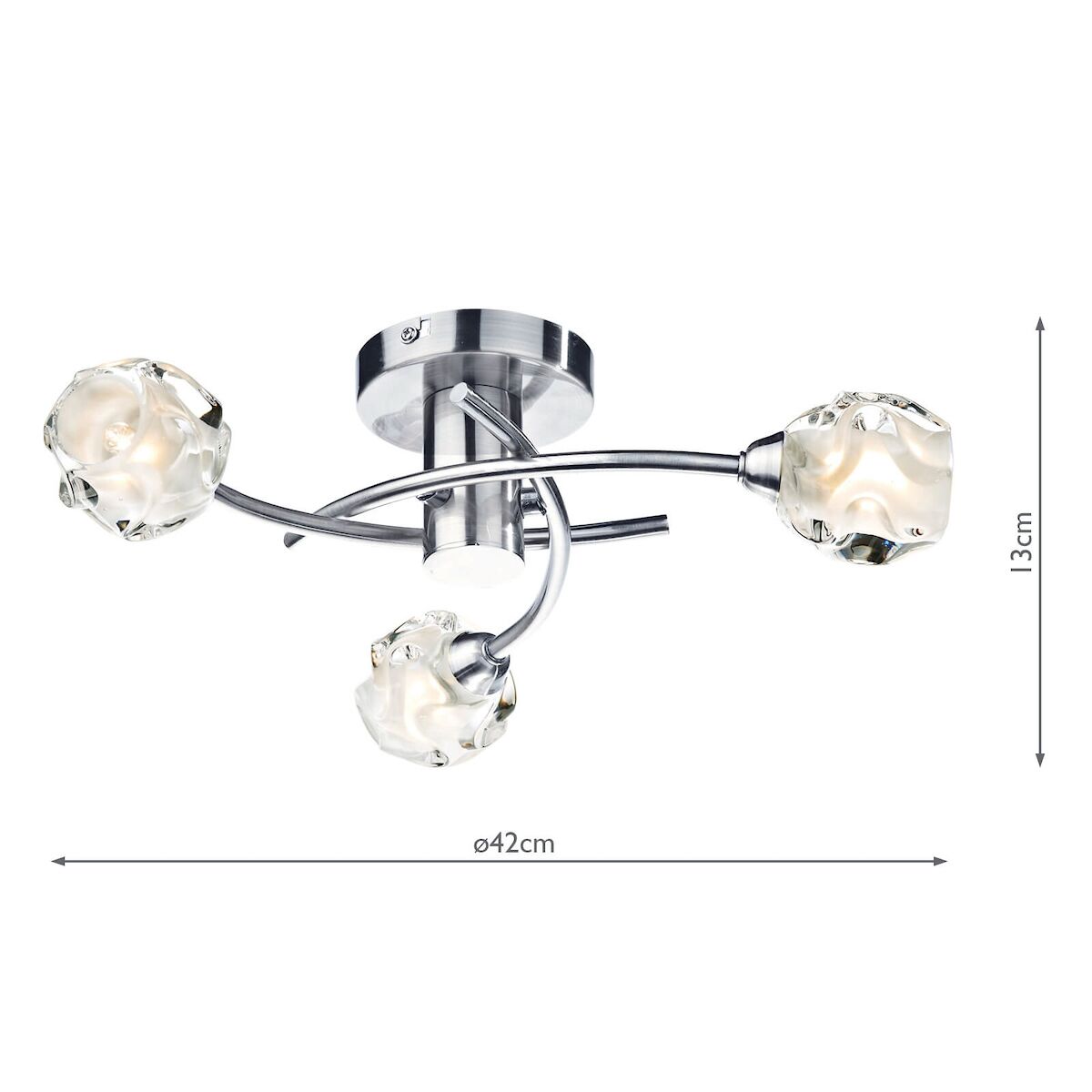 Seattle 3 Light Flush Satin Chrome Glass<br>Satin Chrome - Image 4