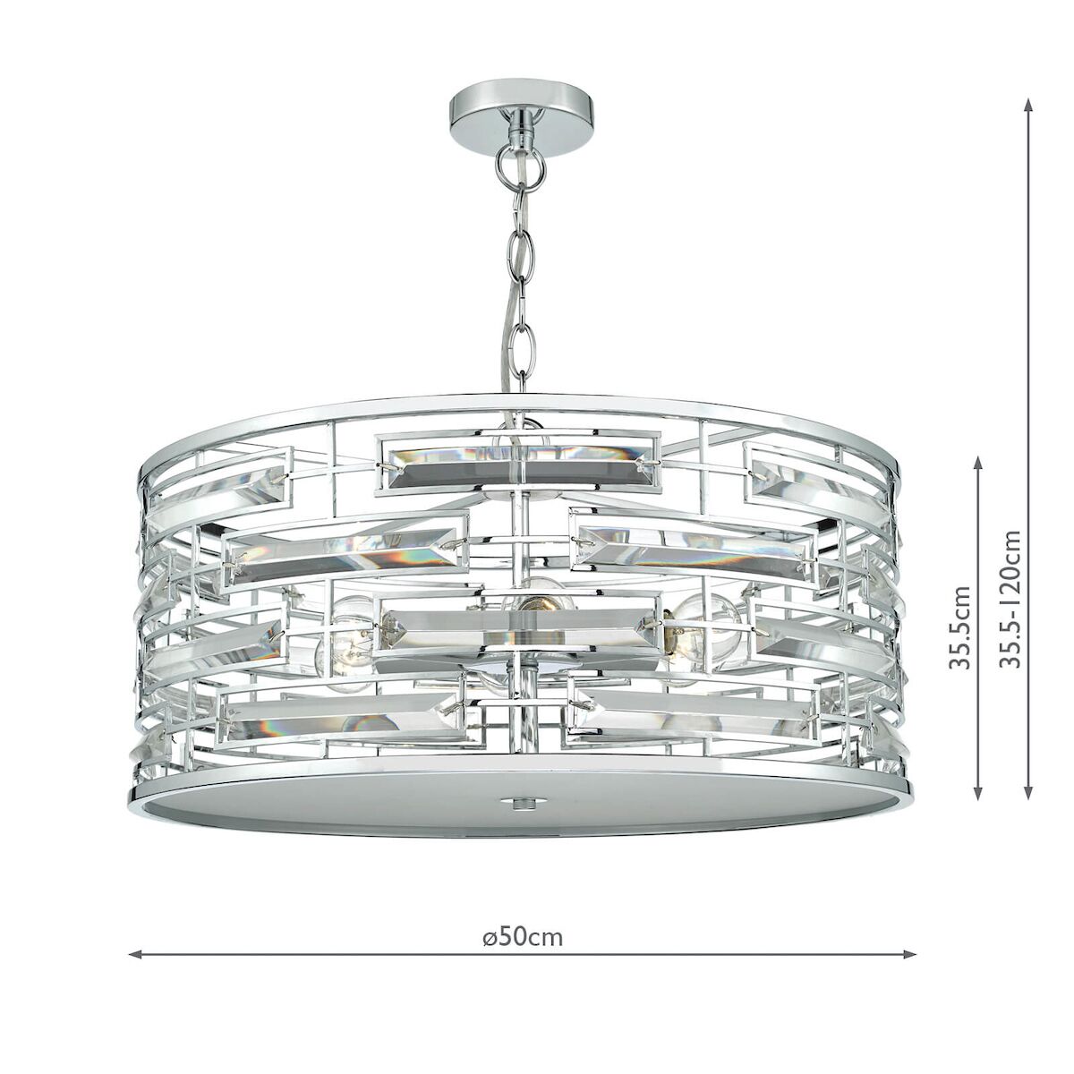Seville 6 Light Pendant K9 Crystal Polished Chrome<br>Polished Chrome - Image 8