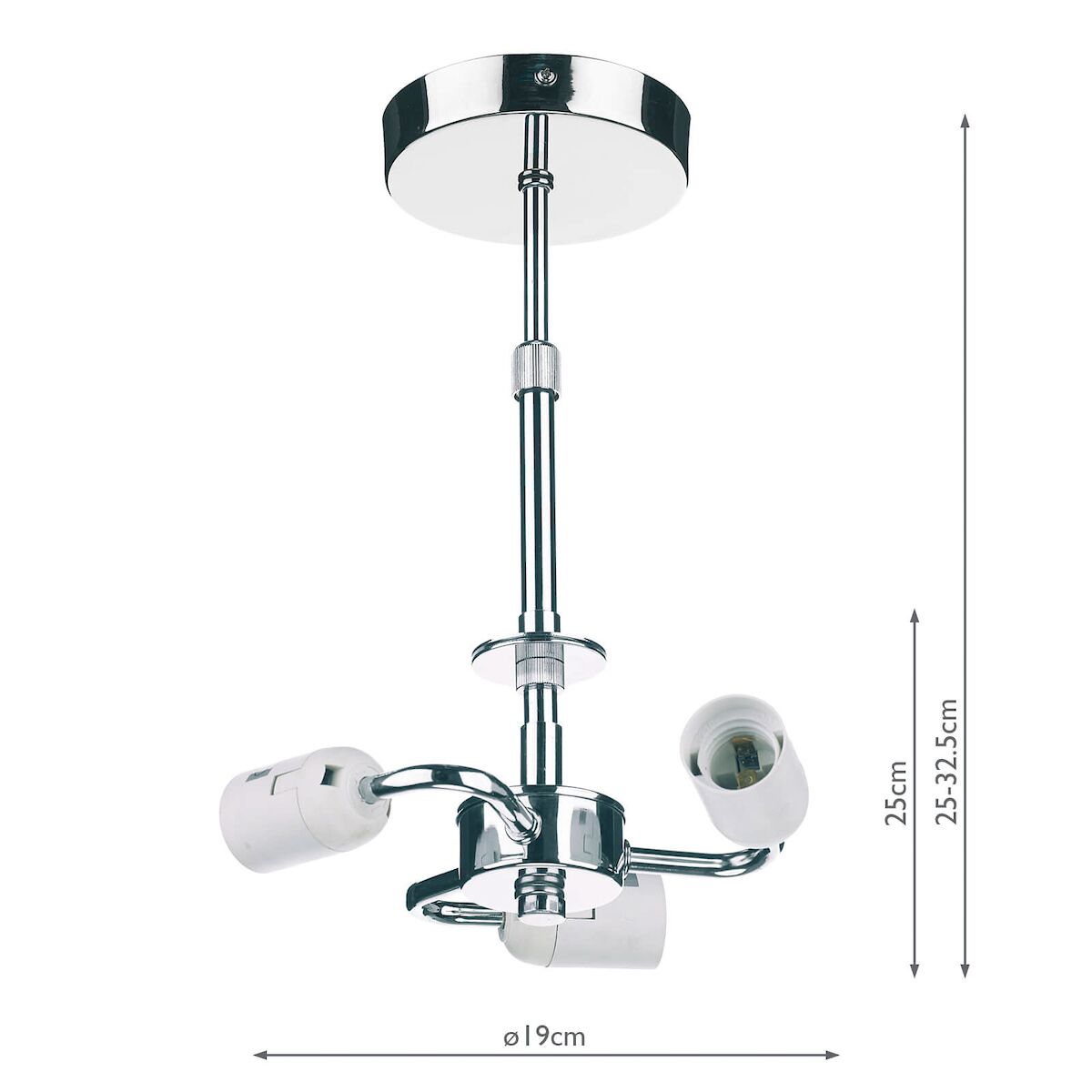 3 Light Semi Flush Suspension Polished Chrome<br>Polished Chrome - Image 5