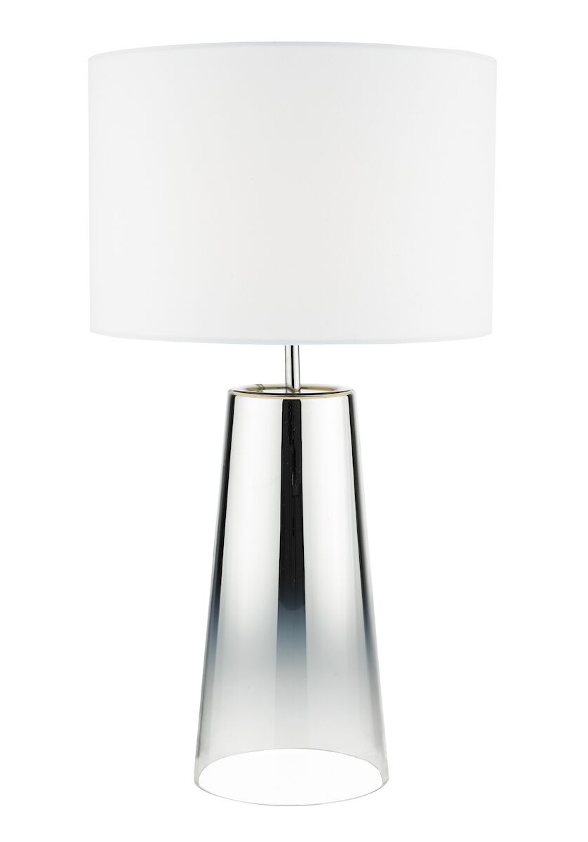 Smokey Table Lamp Clear & Chrome Ombre Glass With Shade <br>Chrome Glass
