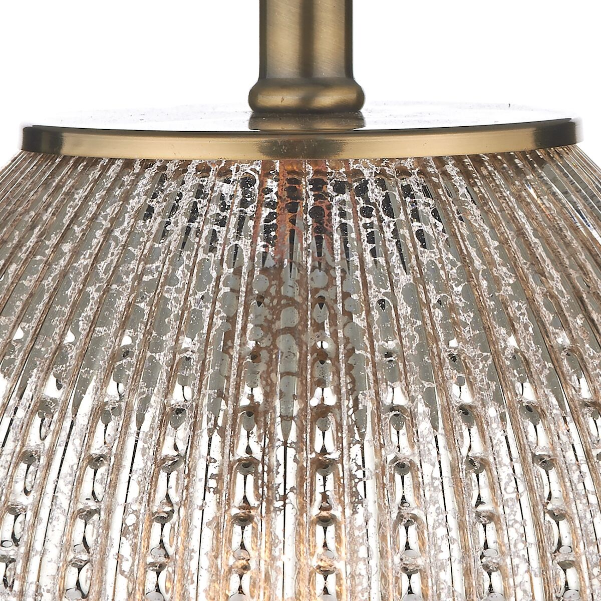 Sonia Dual Light Table Lamp Antique Brass & Silver Glass With Shade <br>Silver Glass - Image 3