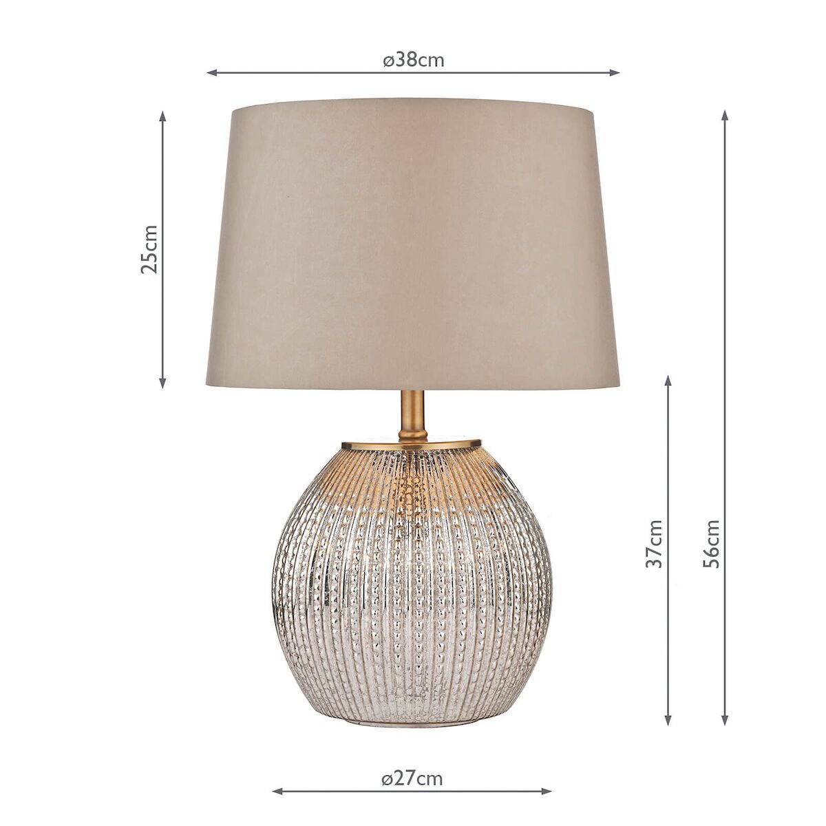 Sonia Dual Light Table Lamp Antique Brass & Silver Glass With Shade <br>Silver Glass - Image 7