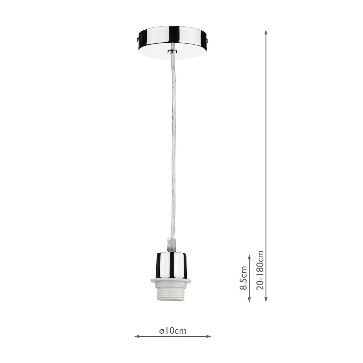 1 Light Polished Chrome E27 Suspension With Clear Cable<br>Polished Chrome - Image 2