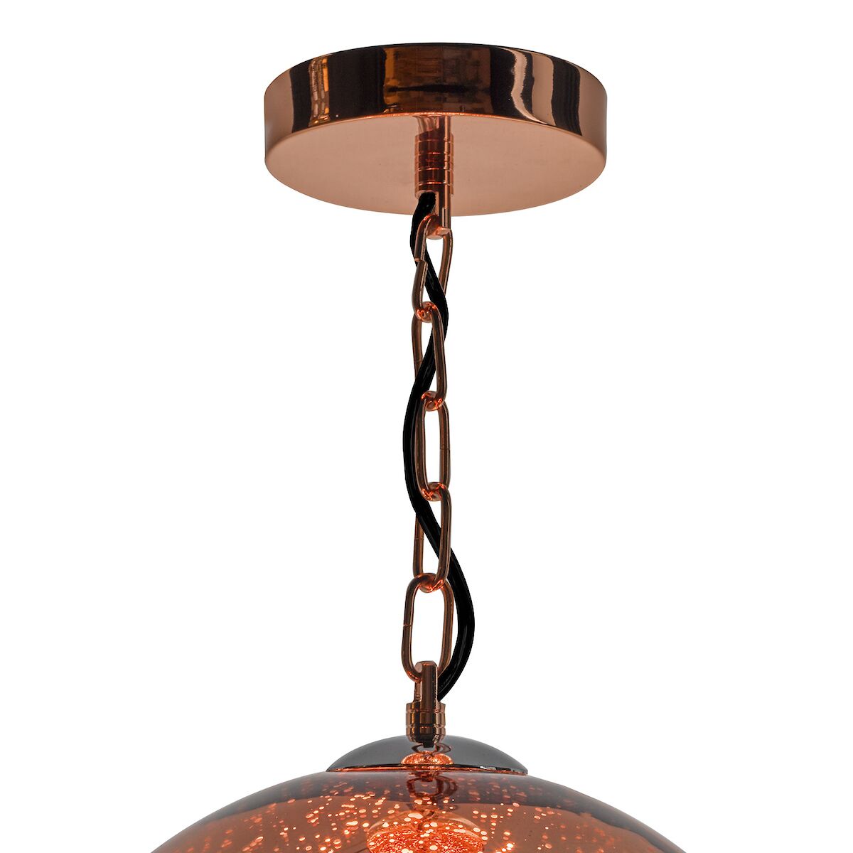Speckle 1 Light Electro Plated Pendant Copper Finish<br>Copper Glass - Image 2