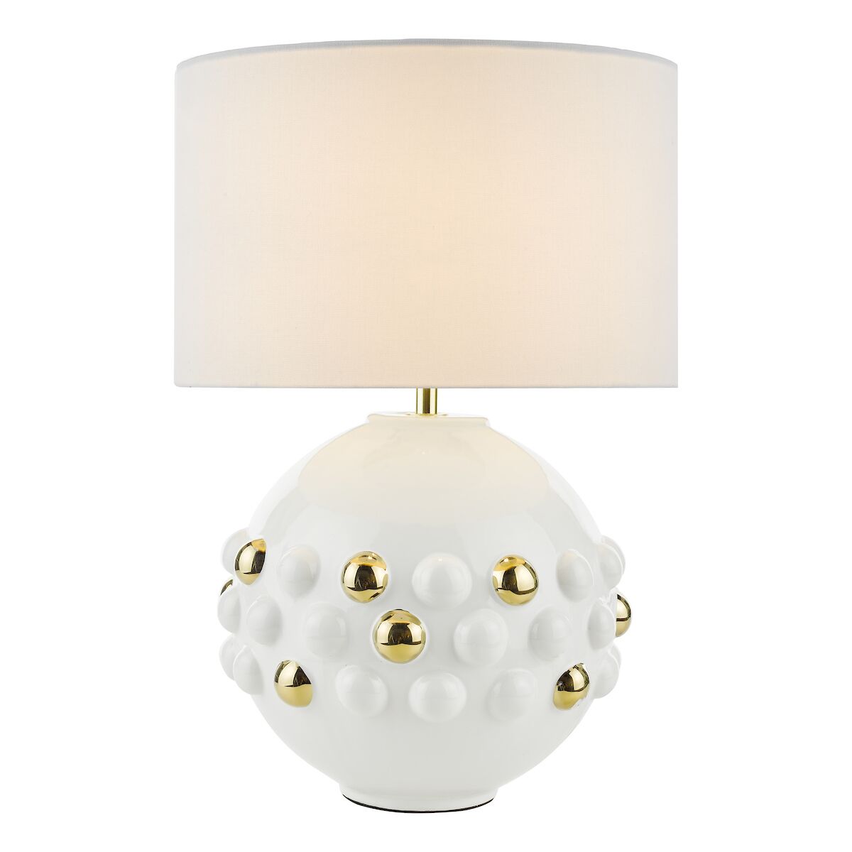 Sphere Table Lamp Gloss White & Gold With Shade <br>White Ceramic