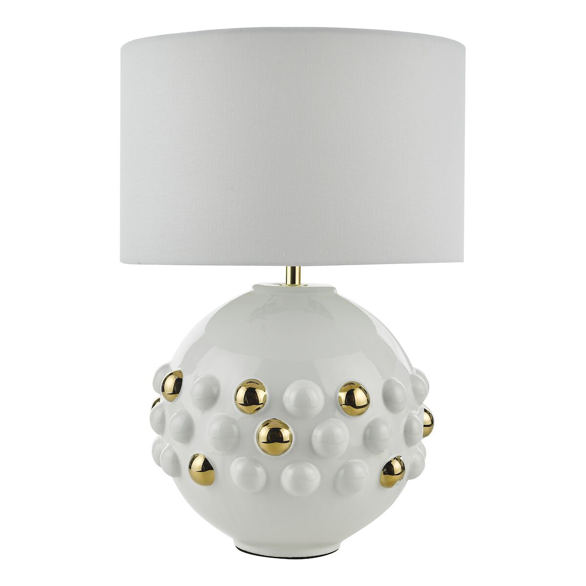 Sphere Table Lamp Gloss White & Gold With Shade <br>White Ceramic - Image 2