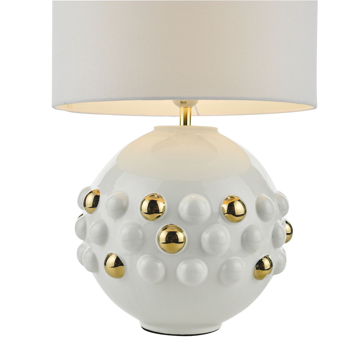 Sphere Table Lamp Gloss White & Gold With Shade <br>White Ceramic - Image 3