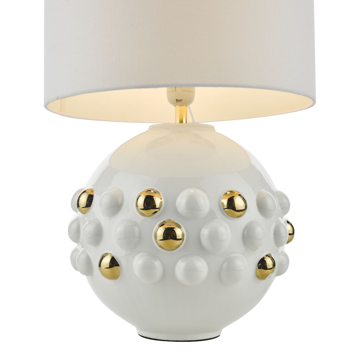 Sphere Table Lamp Gloss White & Gold With Shade <br>White Ceramic - Image 4