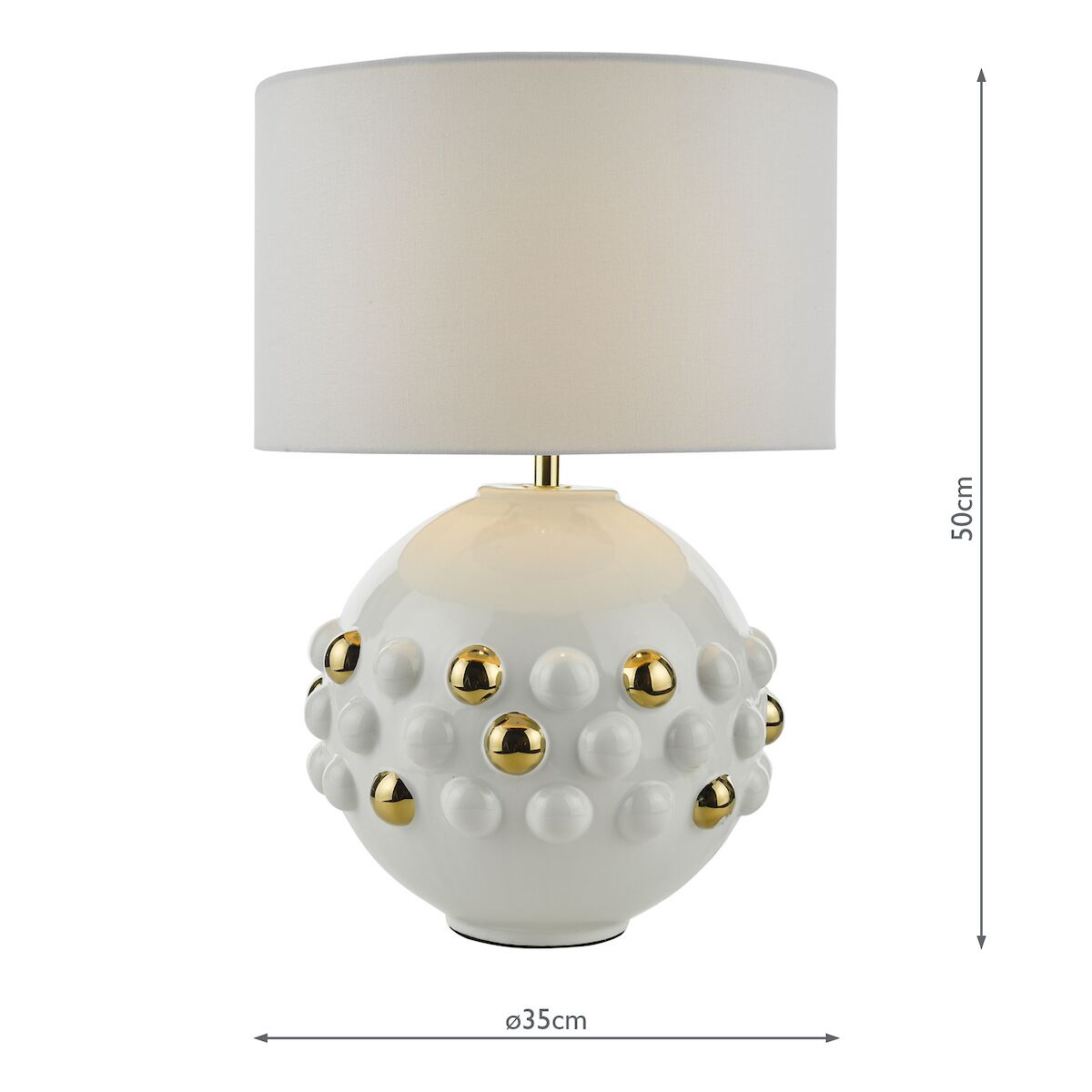 Sphere Table Lamp Gloss White & Gold With Shade <br>White Ceramic - Image 7