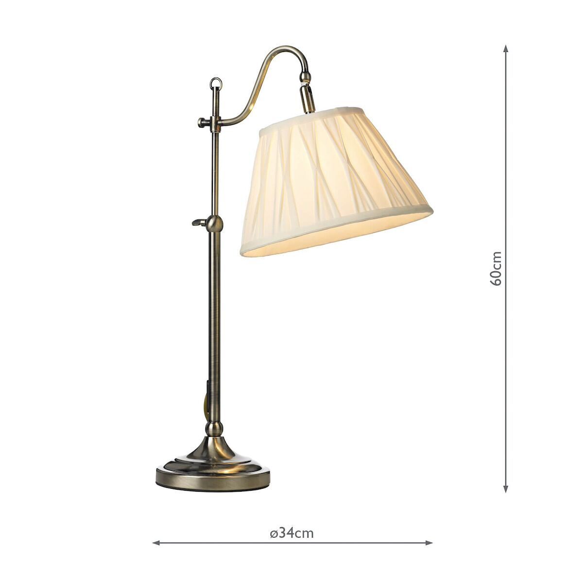 Suffolk Rise & Fall Table Lamp Antique Brass With Shade <br>Antique Brass - Image 7