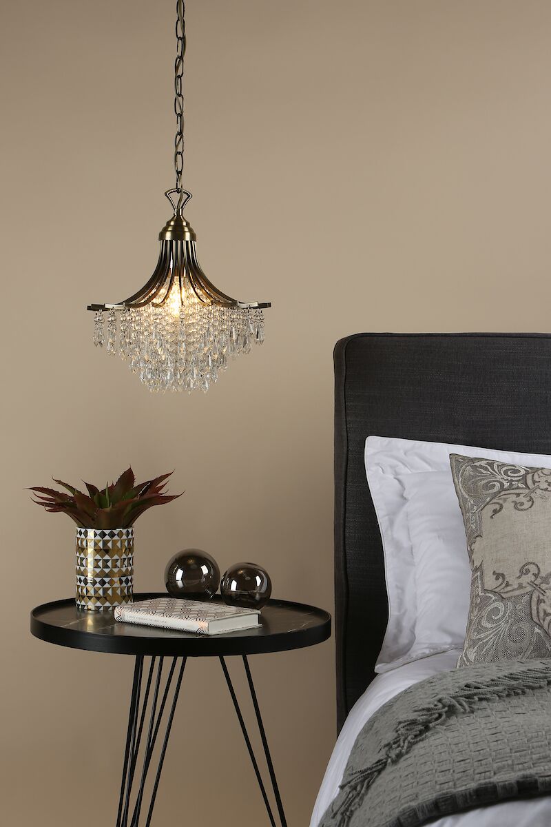 Suri 1 Light Pendant Antique Brass Faceted Glass<br>Antique Brass - Image 5