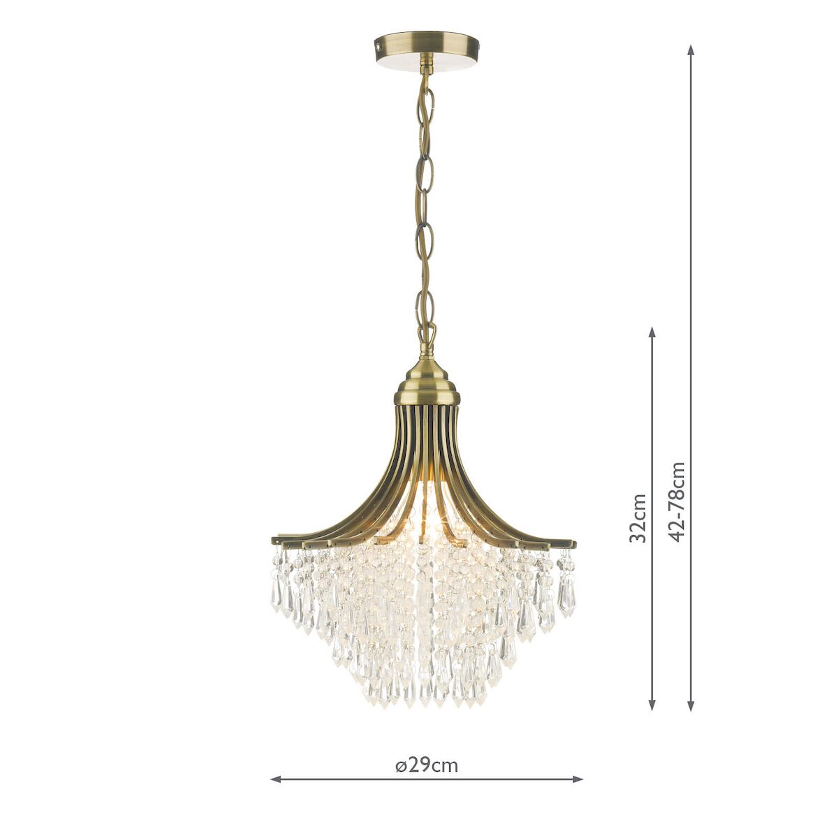 Suri 1 Light Pendant Antique Brass Faceted Glass<br>Antique Brass - Image 6