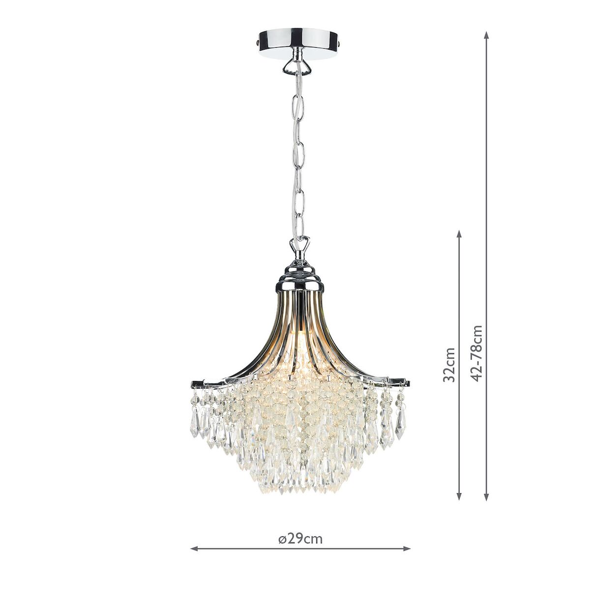 Suri 1 Light Pendant Crystal Polished Chrome<br>Polished Chrome - Image 4