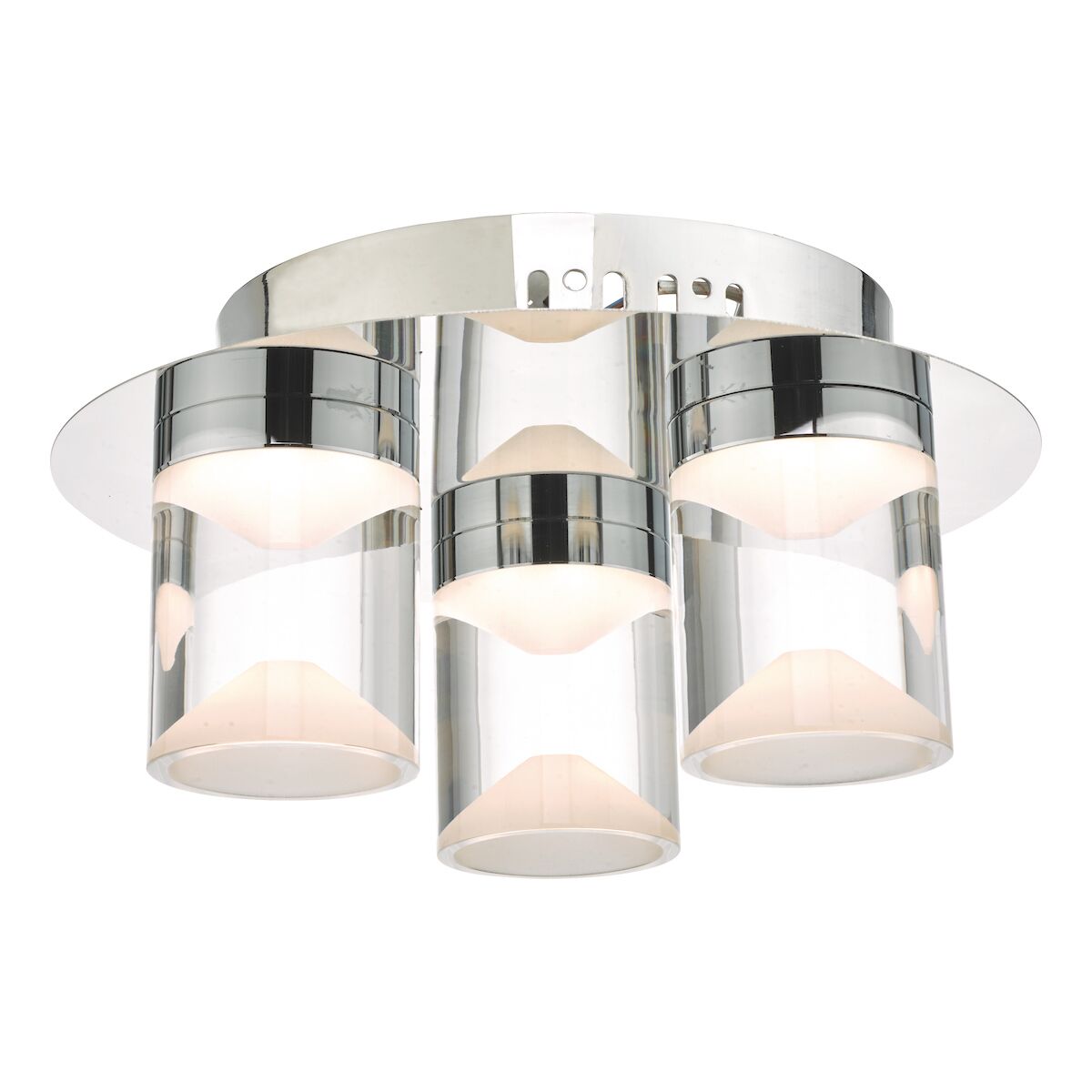 Susa Bathroom 3 Light Flush Polished Chrome Acrylic IP44 LED<br>Polished Chrome