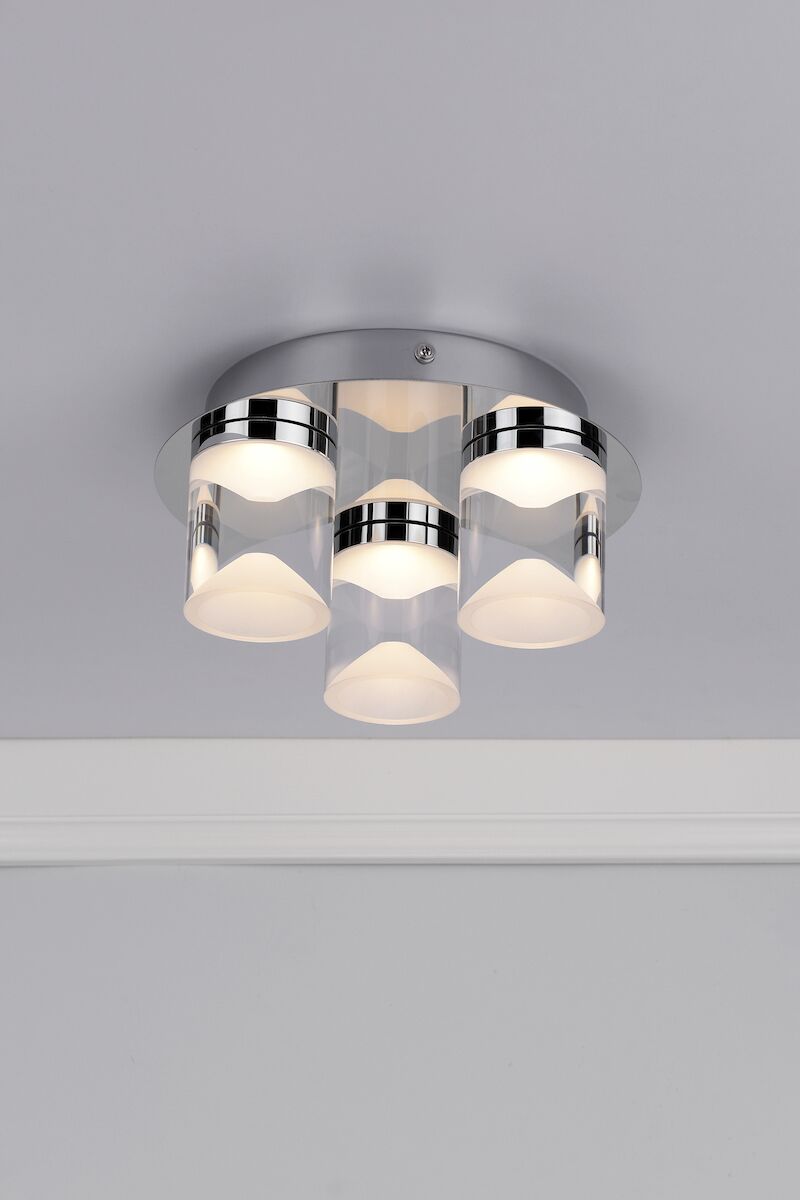 Susa Bathroom 3 Light Flush Polished Chrome Acrylic IP44 LED<br>Polished Chrome - Image 5