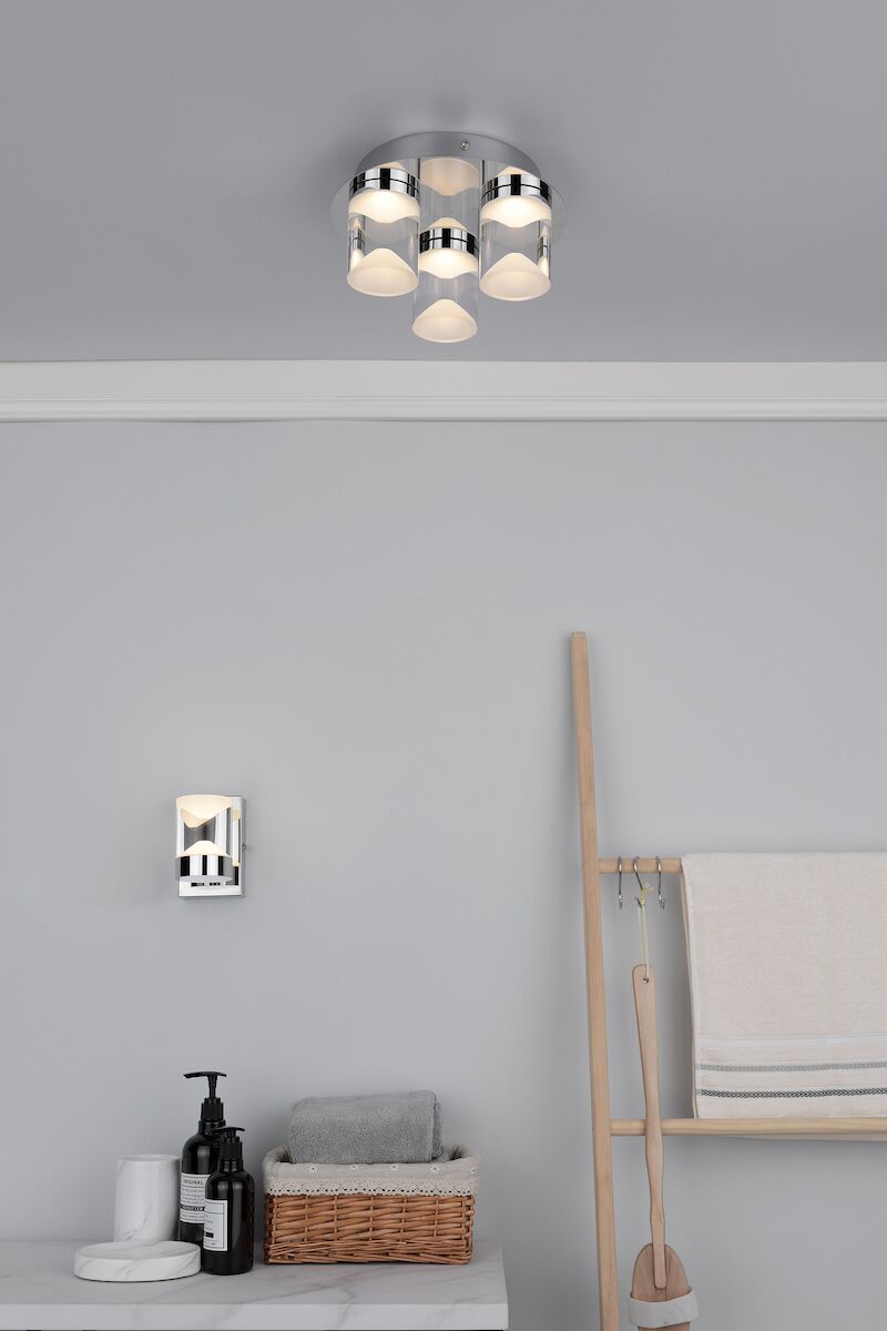 Susa Bathroom 3 Light Flush Polished Chrome Acrylic IP44 LED<br>Polished Chrome - Image 6