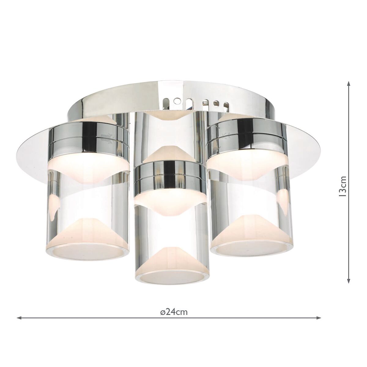 Susa Bathroom 3 Light Flush Polished Chrome Acrylic IP44 LED<br>Polished Chrome - Image 7