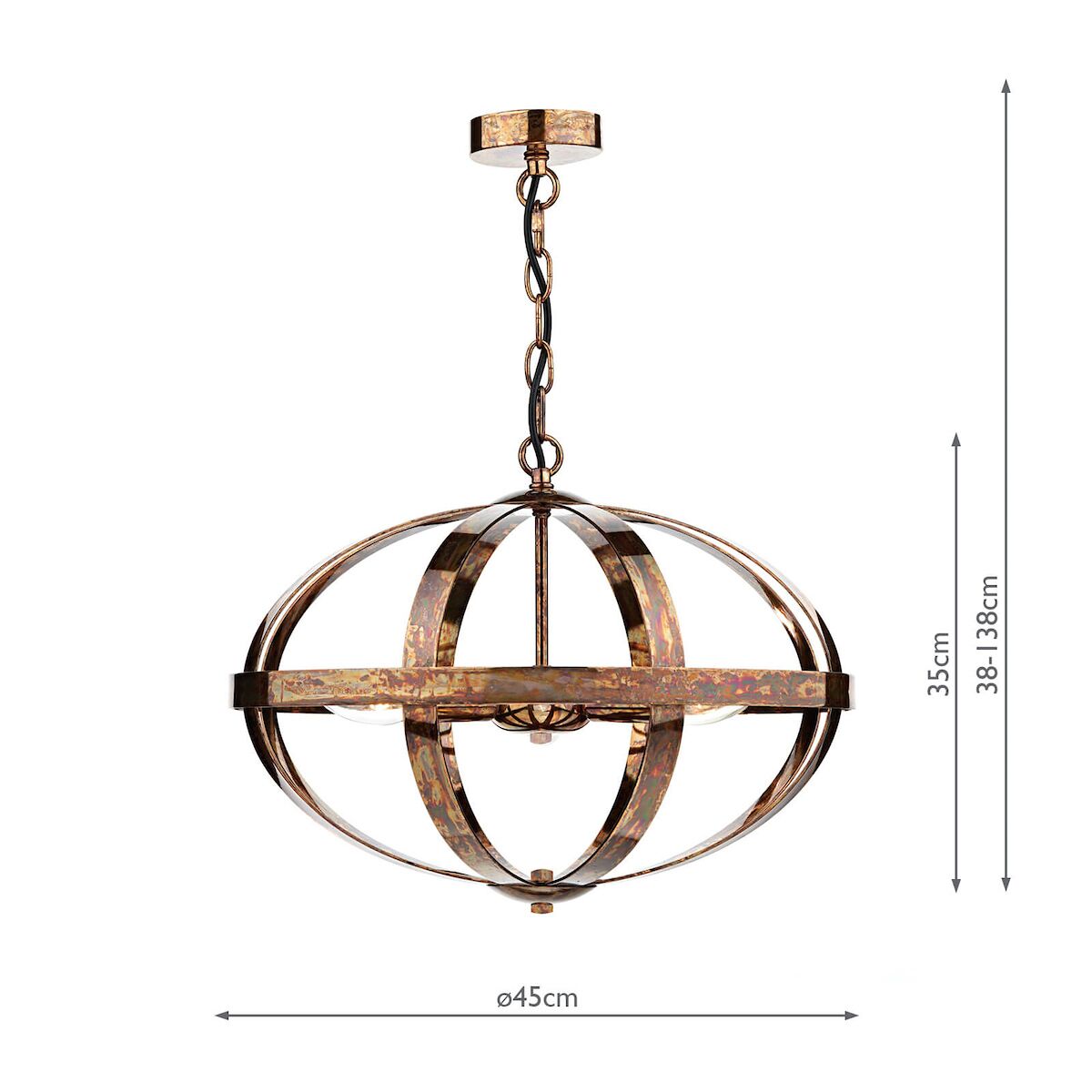 Symbol 3 Light Pendant Petrol Copper<br>Mottled Copper - Image 5