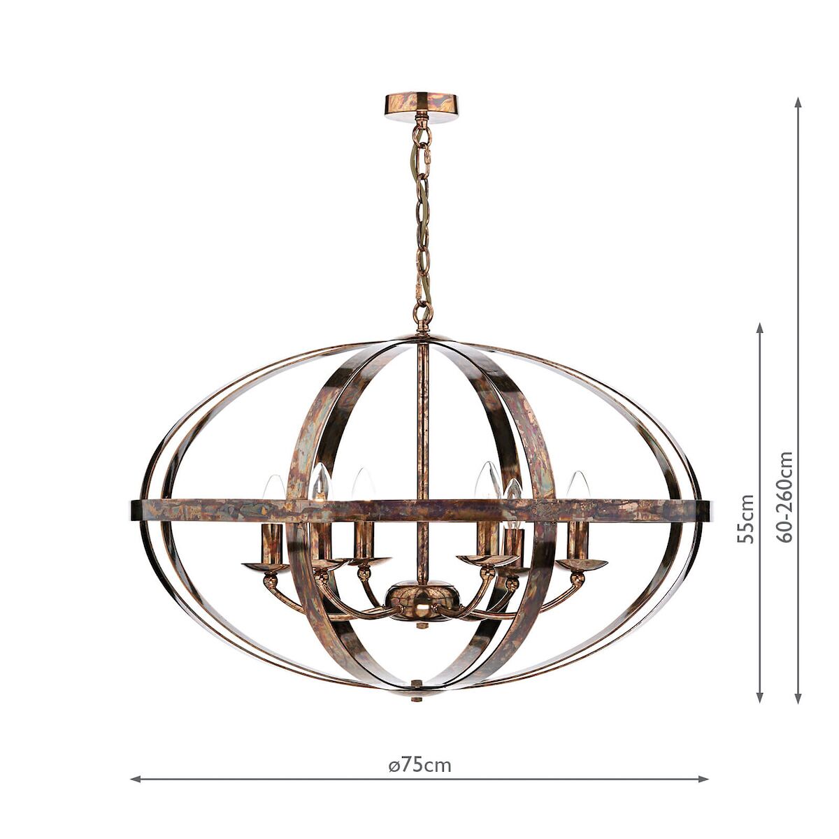 Symbol 6 Light Pendant Petrol Copper<br>Mottled Copper - Image 6