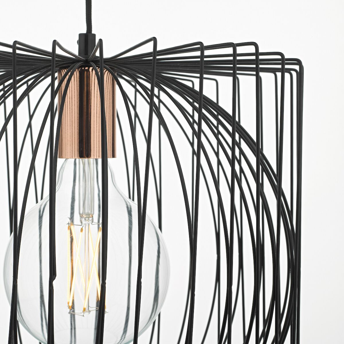 Taplow Pendant Black & Copper<br>Matt Black - Image 2