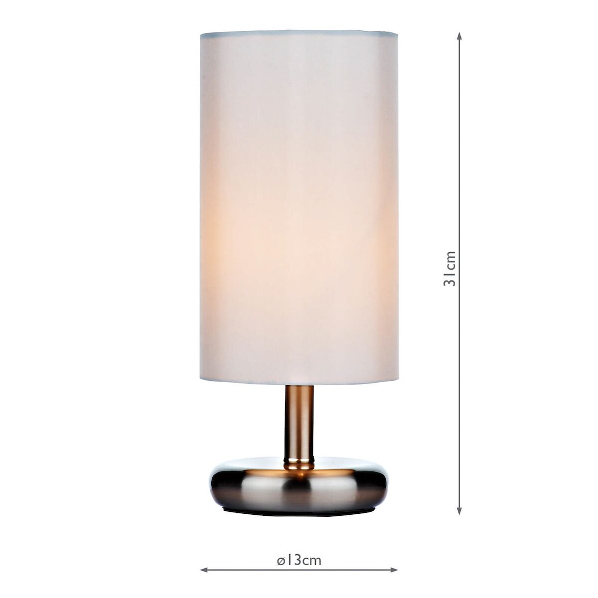 Tico Touch Table Lamp Satin Chrome With Shade <br>Satin Chrome - Image 2