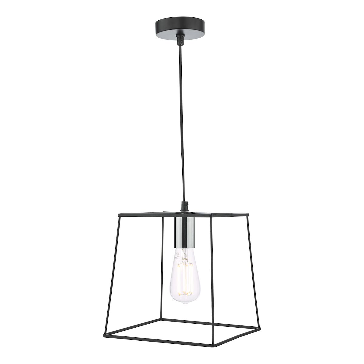 Tower 1 Light Single Pendant Matt Black Polished Chrome<br>Matt Black