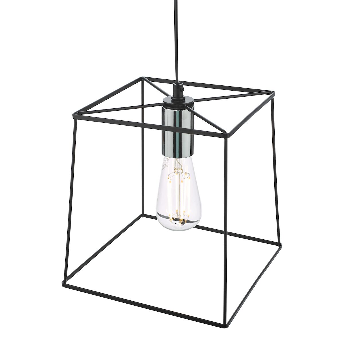 Tower 1 Light Single Pendant Matt Black Polished Chrome<br>Matt Black - Image 3