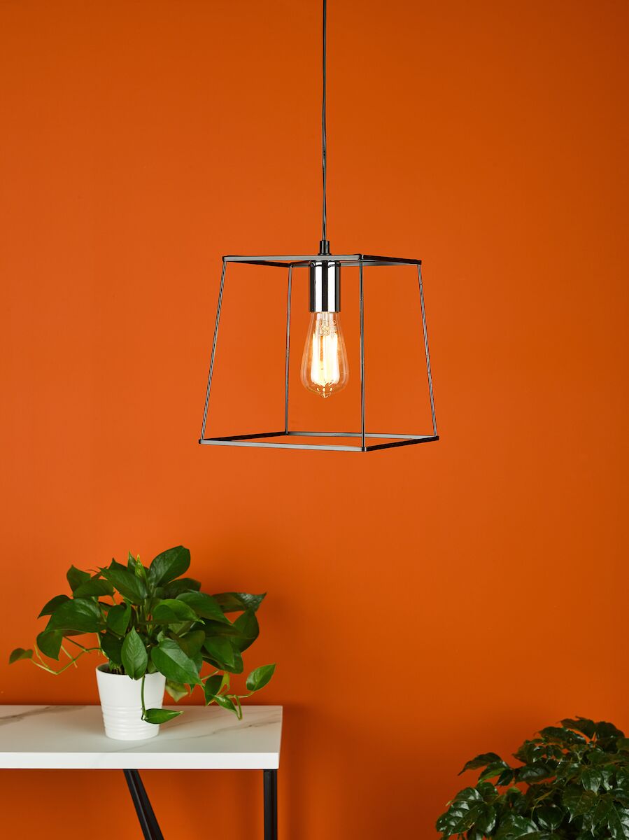Tower 1 Light Single Pendant Matt Black Polished Chrome<br>Matt Black - Image 4