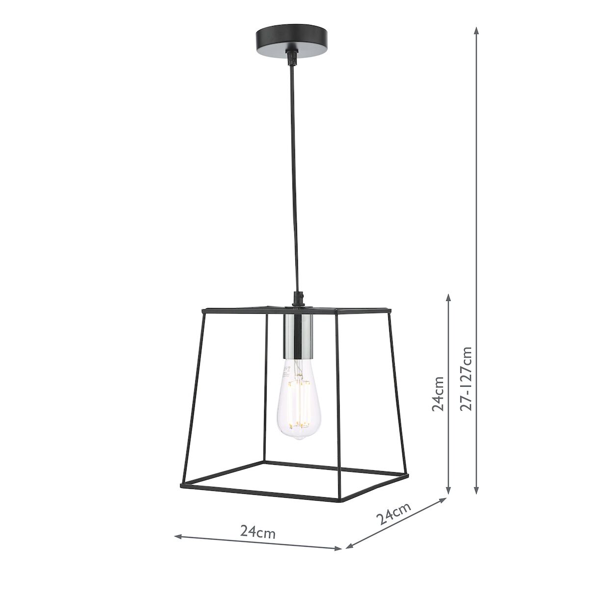 Tower 1 Light Single Pendant Matt Black Polished Chrome<br>Matt Black - Image 5