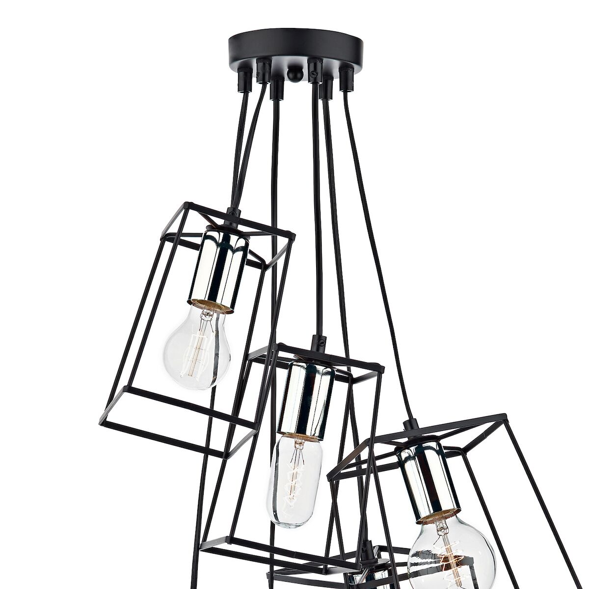 Tower 6 Light Cluster Pendant Black & Polished ChromeMatt Black - Image 2
