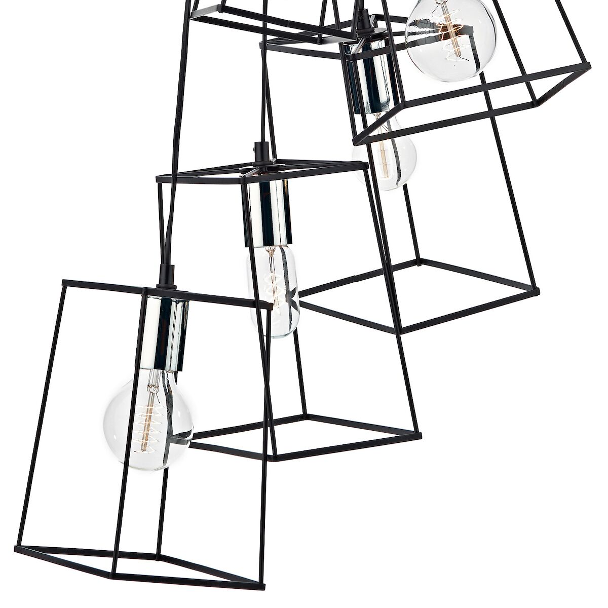 Tower 6 Light Cluster Pendant Black & Polished ChromeMatt Black - Image 3