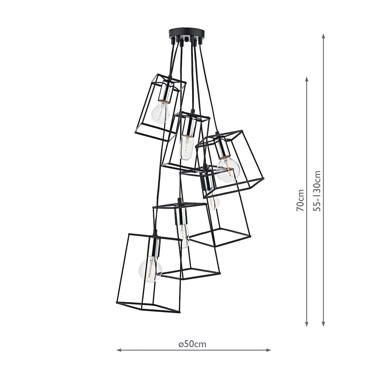 Tower 6 Light Cluster Pendant Black & Polished ChromeMatt Black - Image 4