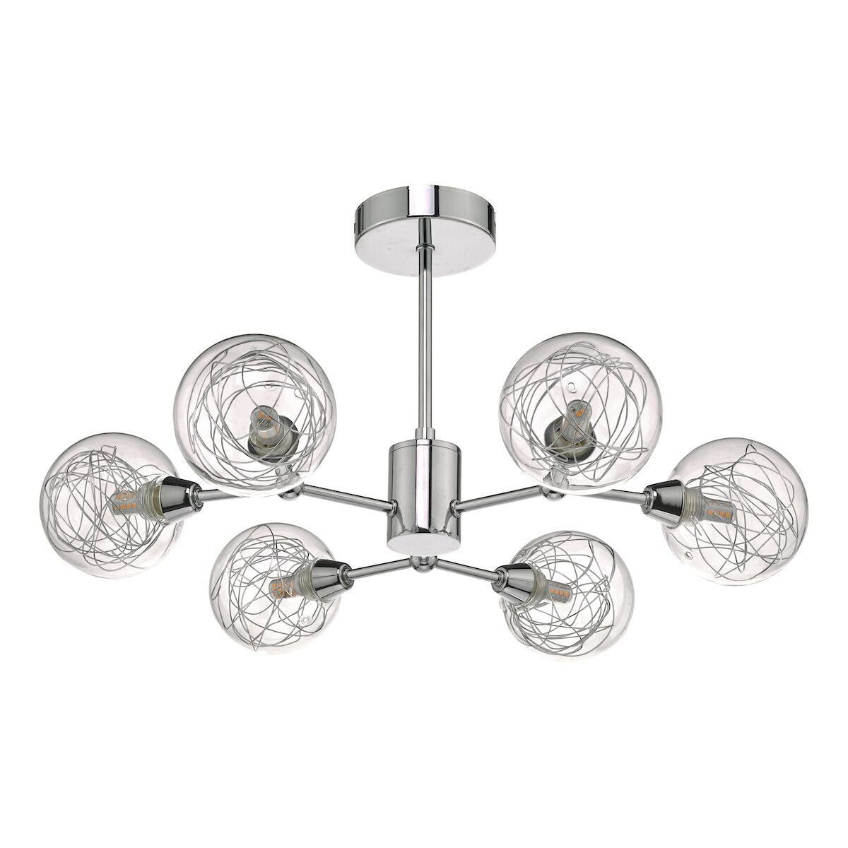Tyka 6 Light Semi Flush Polished Chrome & Glass<br>Polished Chrome - Image 2
