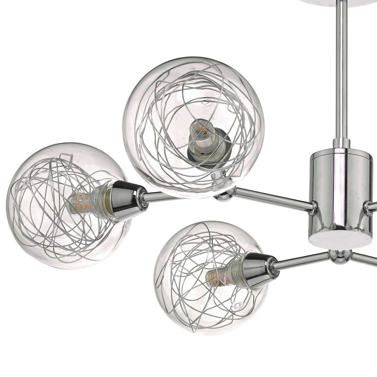 Tyka 6 Light Semi Flush Polished Chrome & Glass<br>Polished Chrome - Image 3