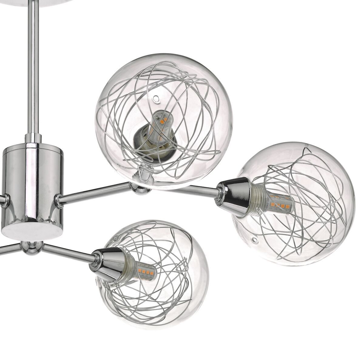 Tyka 6 Light Semi Flush Polished Chrome & Glass<br>Polished Chrome - Image 4