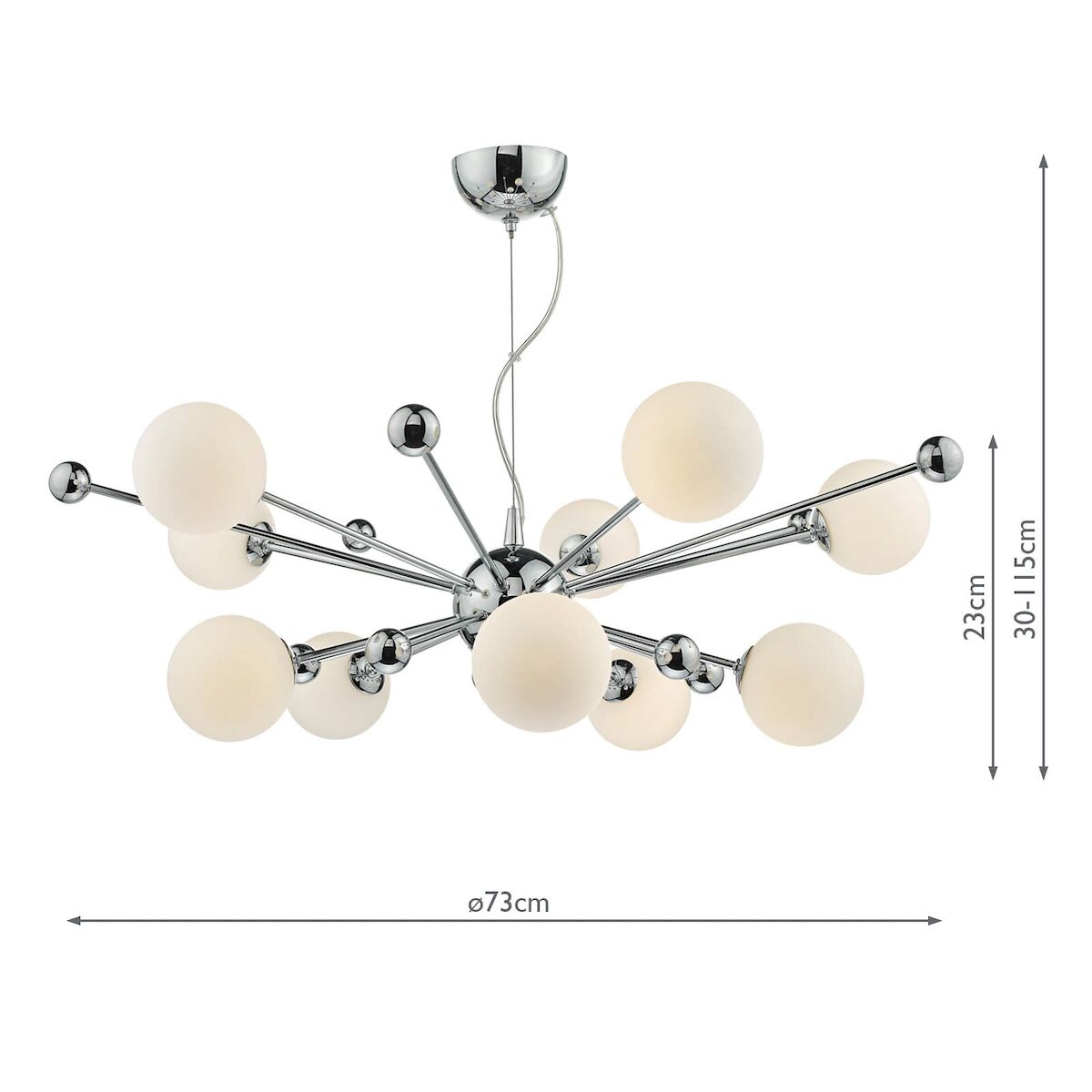 Ursa 10 Light Pendant Polished Chrome Opal Glass<br>Polished Chrome - Image 5