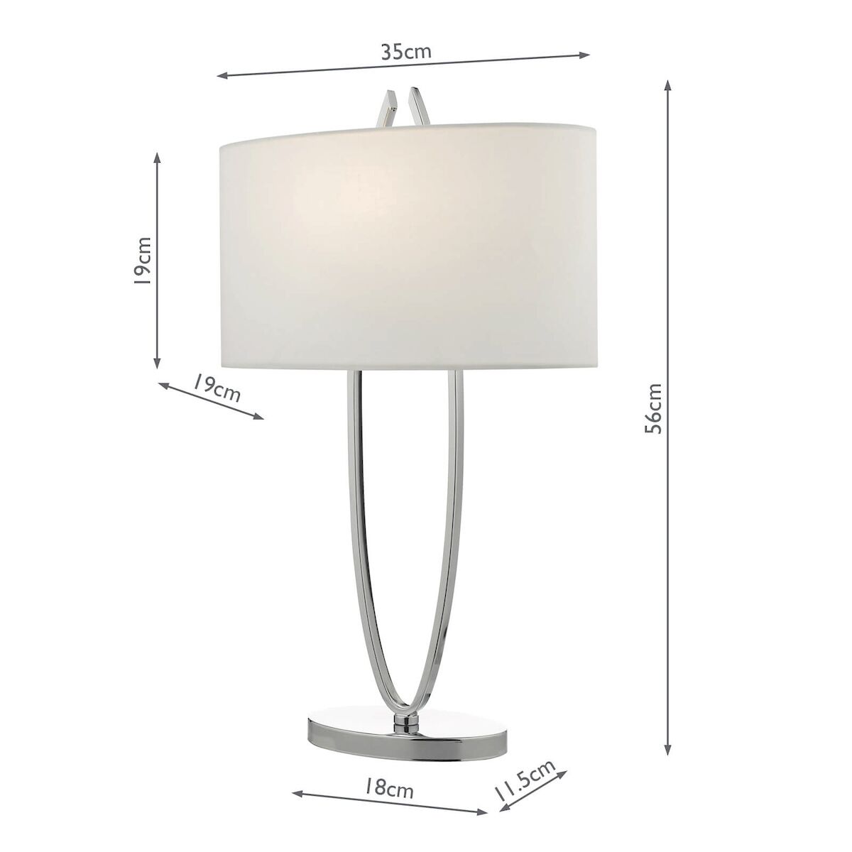 Utara Table Lamp Polished Chrome With Shade <br>Polished Chrome - Image 5