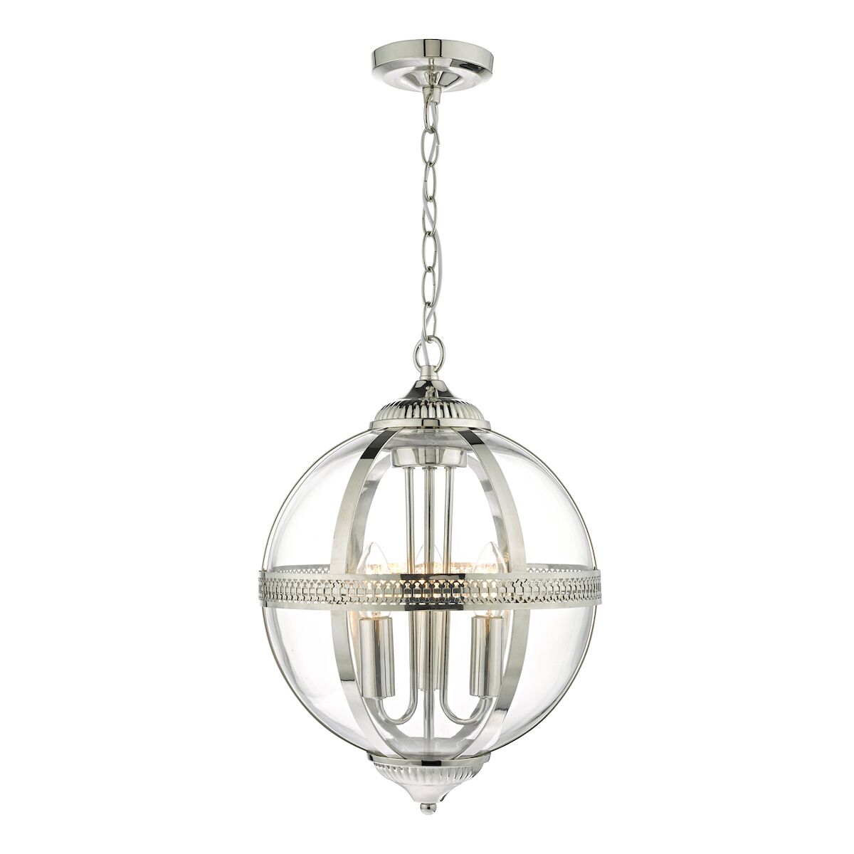Vanessa 3 Light Pendant Polished Nickel & Glass<br>Polished Nickel