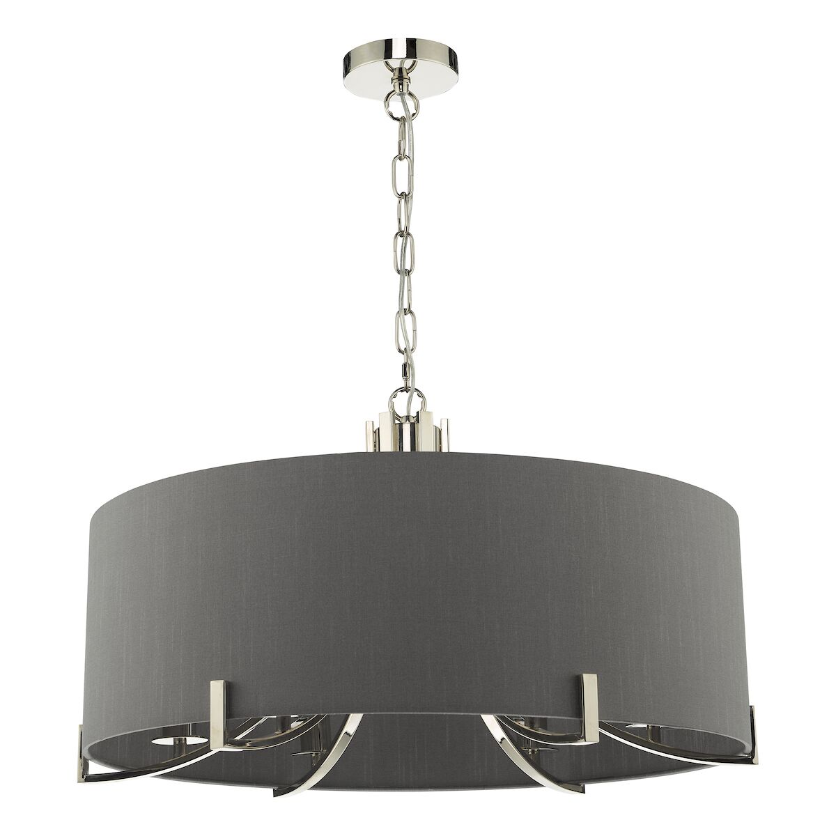 Veyron 6 Light Pendant Polished Nickel With Grey Shade<br>Polished Nickel - Image 2