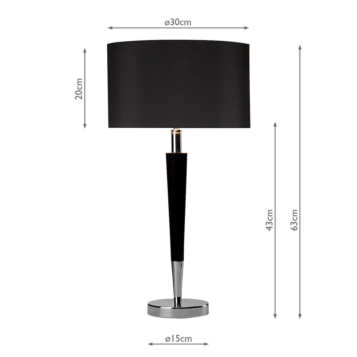 Viking Table Lamp Polished Chrome Black With Shade <br>Polished Chrome - Image 5