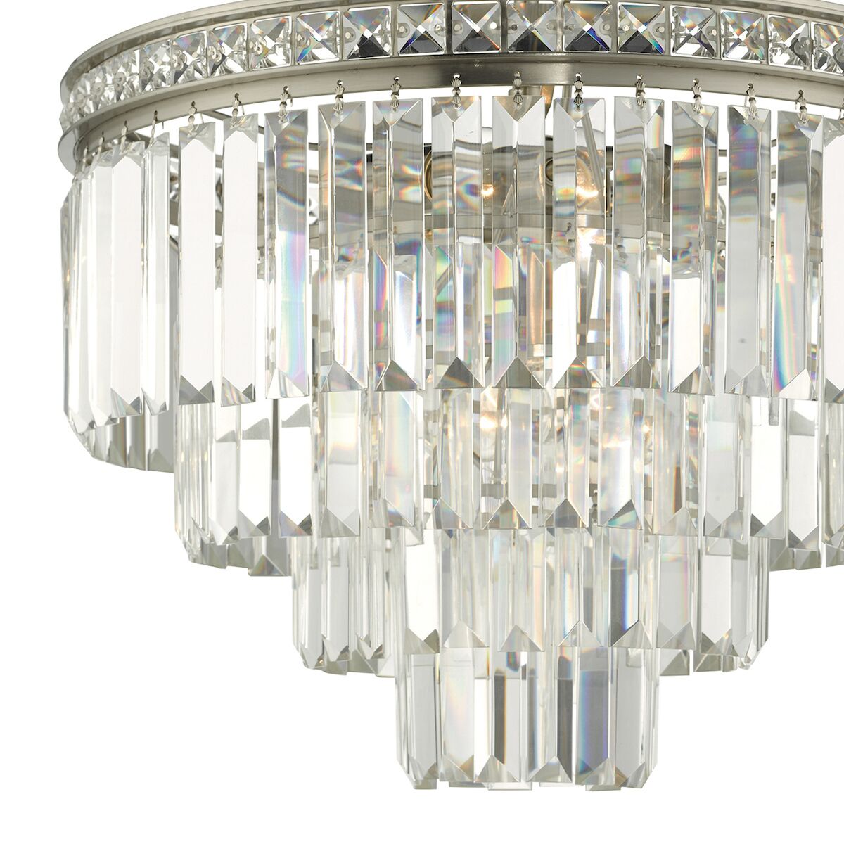 Vyana 4 Light 4 Tier Pendant Brushed Nickel and Crystal Droppers<br>Crystal - Image 3