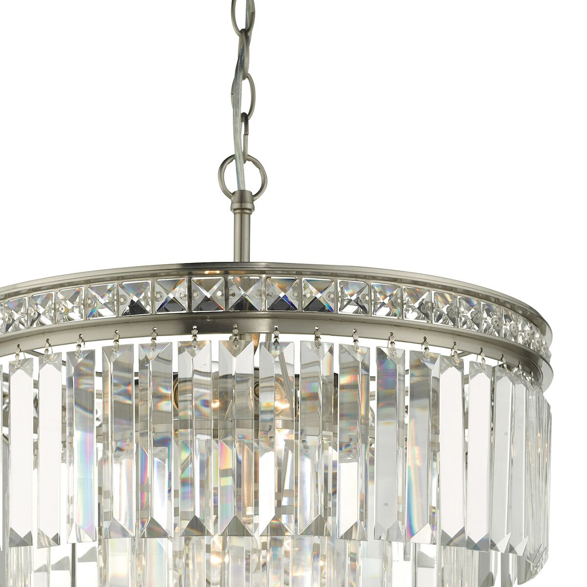Vyana 4 Light 4 Tier Pendant Brushed Nickel and Crystal Droppers<br>Crystal - Image 4