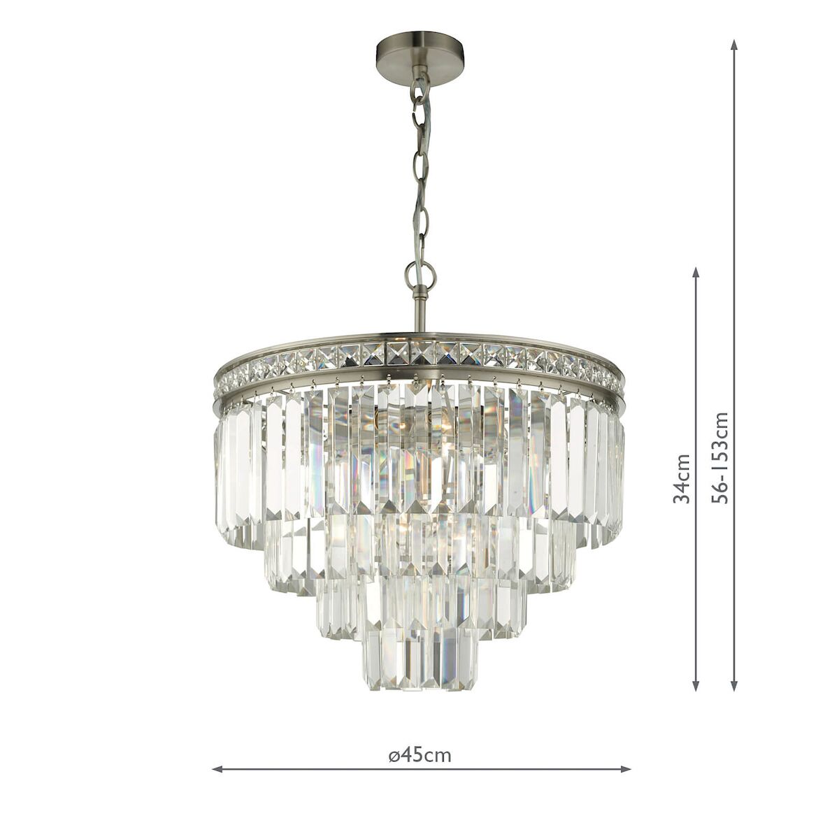Vyana 4 Light 4 Tier Pendant Brushed Nickel and Crystal Droppers<br>Crystal - Image 5