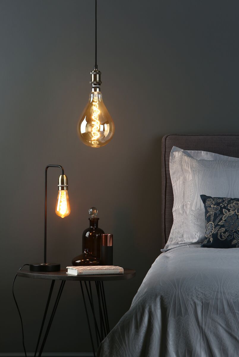 Vondra Table Lamp White & Grey With Shade <br>Grey Ceramic - Image 4