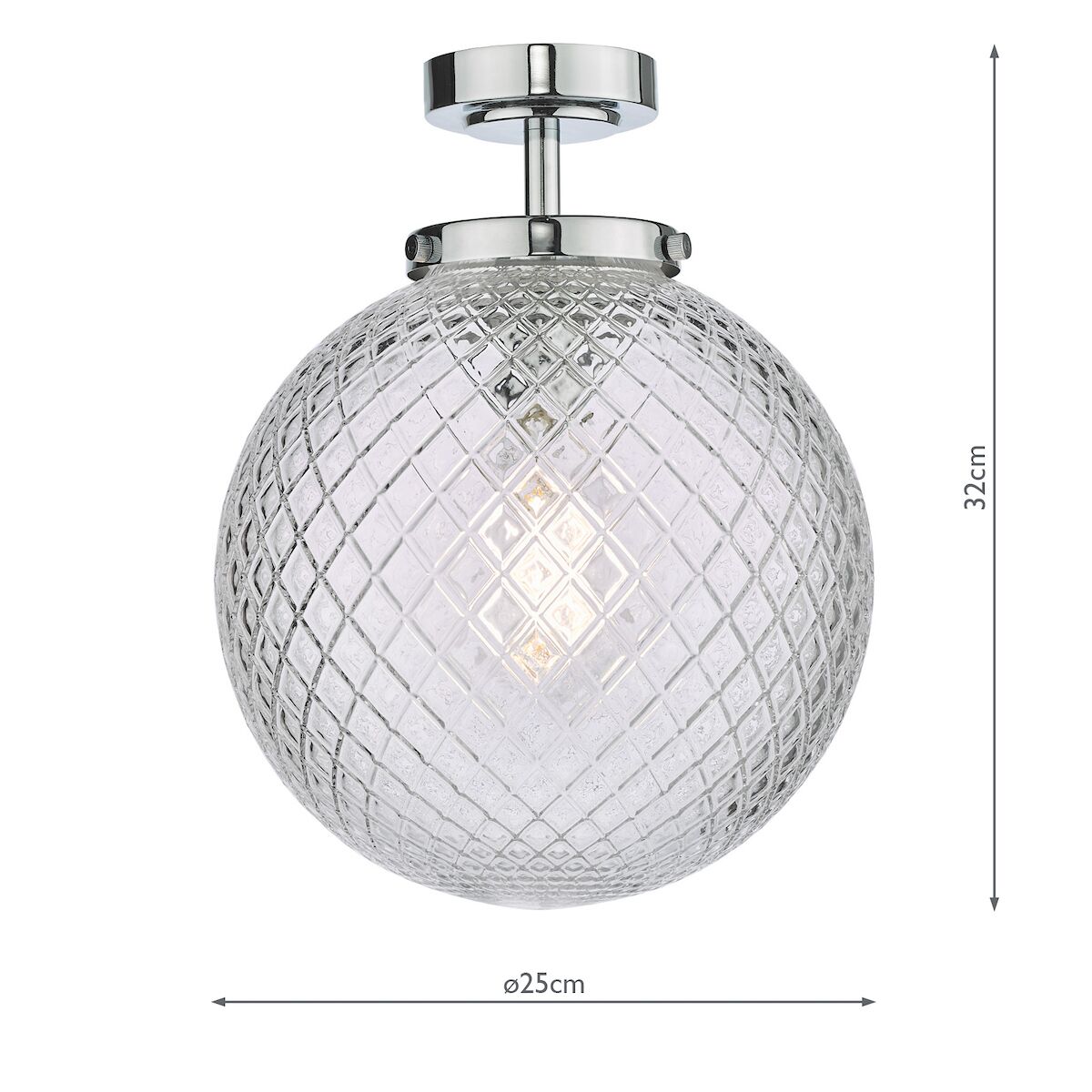 Wayne Bathroom Flush Polished Chrome Glass IP44<br>Polished Chrome - Image 8